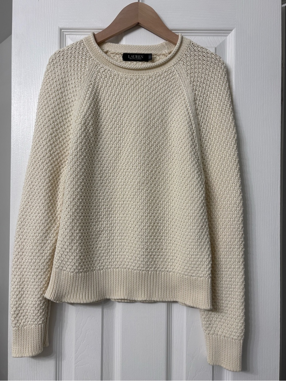 Ralph Lauren Cream Textured Crewneck Sweater